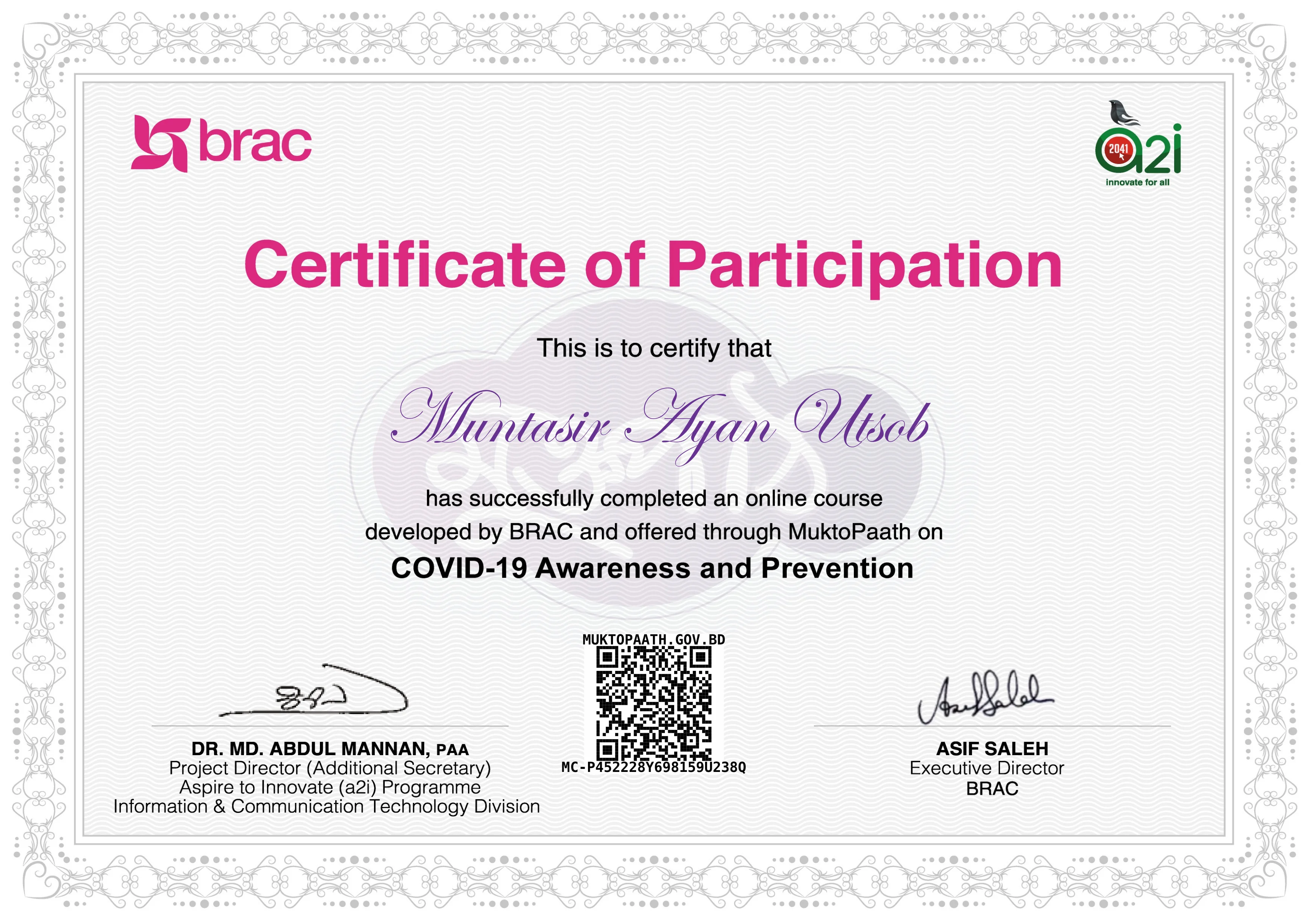 COVID 19 Awareness and Prevention